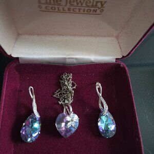 Purple/Turquoise Necklace & Earrings Set